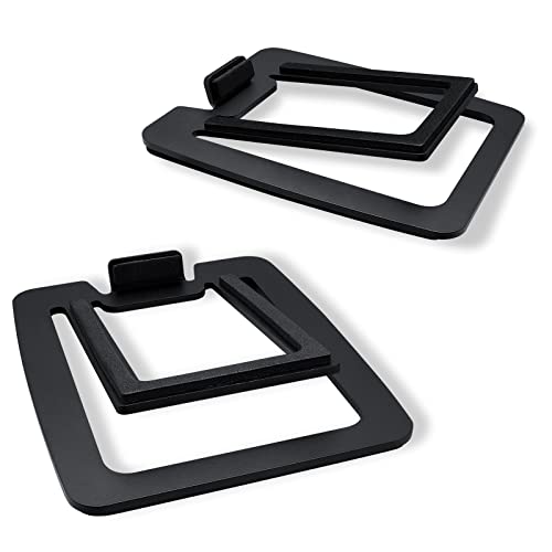 Sanyun SW601 15° Tilted Desk Speaker Stands for Compact 2''-3'' Computer PC Bookshelf Monitor Speakers, Steel Metal Base & Damping Foam Padding (Pair, Black) - Image 1