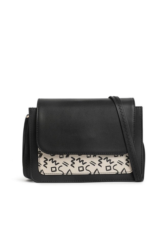 Fastrack Printed PU Structured Sling Bag for Women, Ladies and Girls | Sling Bag with Doodle Print and Button Closure - Image 1