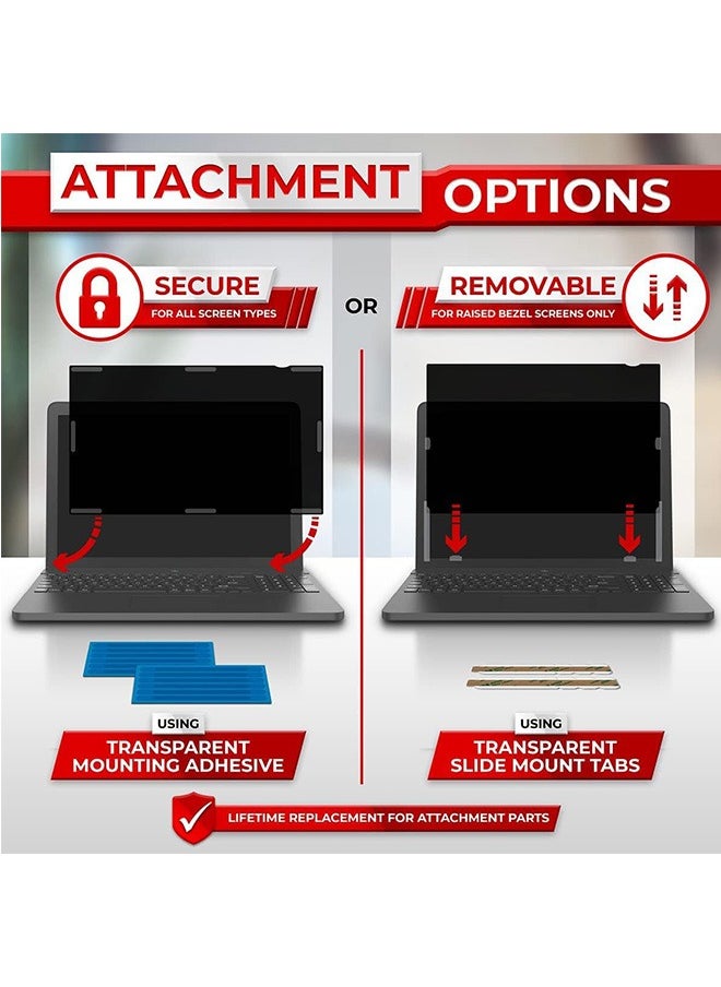 15.6 Inch Laptop Privacy Screen Filter for 16:9 Widescreen Display - Computer Monitor Privacy and Anti-Glare Protector