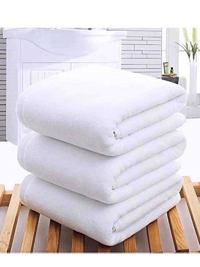 1CHASE Pack of 2 - Cotton Bath Towel, White 70x140cm - Image 1