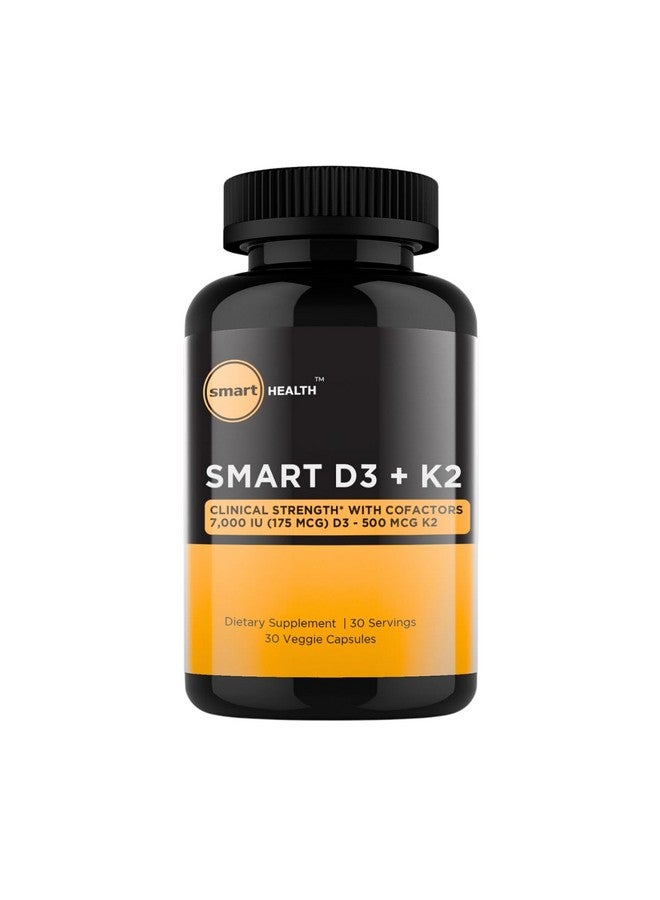 Generic smart HEALTH - Vitamin D3 + K2 - Bone Health & Immune Support - 7000 IU(175 MCG)D3 + 500 MCG K2 - Cofactors B6, Magnesium & Zinc - Gluten Free, Vegan, Non-GMO - Dietary Supplement - 30 Veggie Capsules  - Image 1