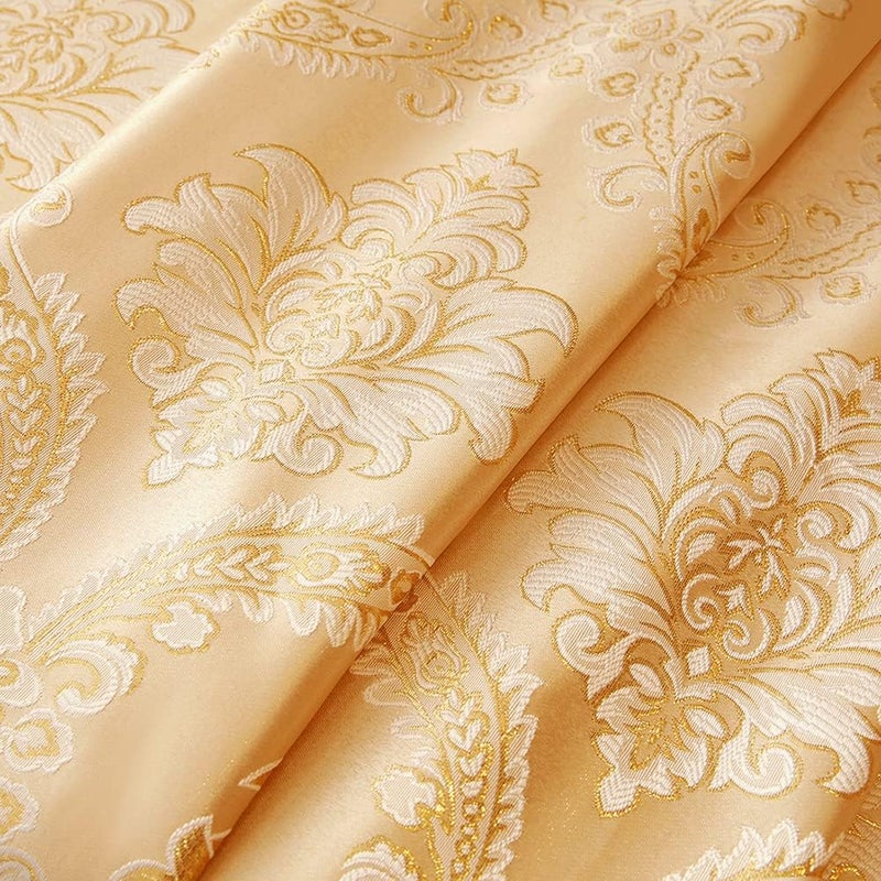 ELKCA Damask Golden Jacquard Single Swag Waterfall Valance for Kitchen Living Room Rod Pocket Valance for Small Window39Inch1 Panel - Image 4
