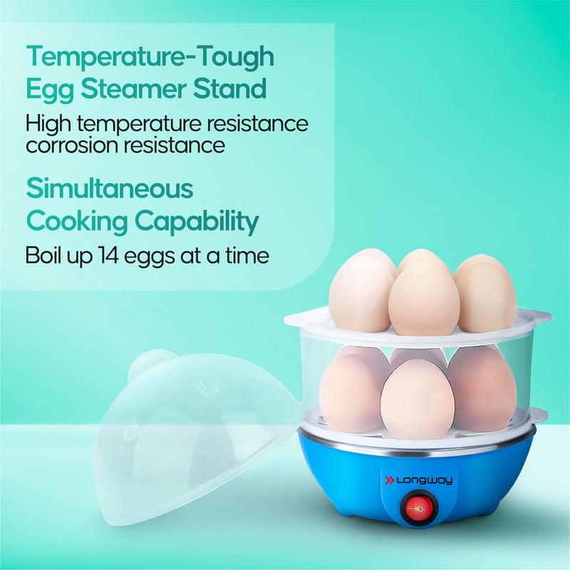 Longway Eggo 350 Watt Egg Boiler/Cooker for Steaming, Cooking & Boiling (14E) - Image 3