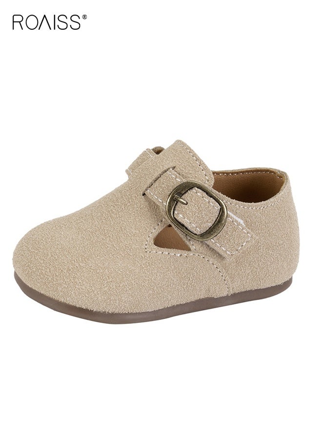 roaiss Toddler Suede Shoes with Velcro, Kids Flat Shoes with Anti-collision Round-toe and Anti-slip Design, Comfort Premium Walking Shoes for Little Kids  - Image 1
