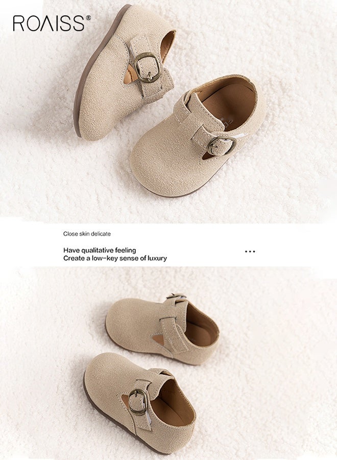 roaiss Toddler Suede Shoes with Velcro, Kids Flat Shoes with Anti-collision Round-toe and Anti-slip Design, Comfort Premium Walking Shoes for Little Kids  - Image 3