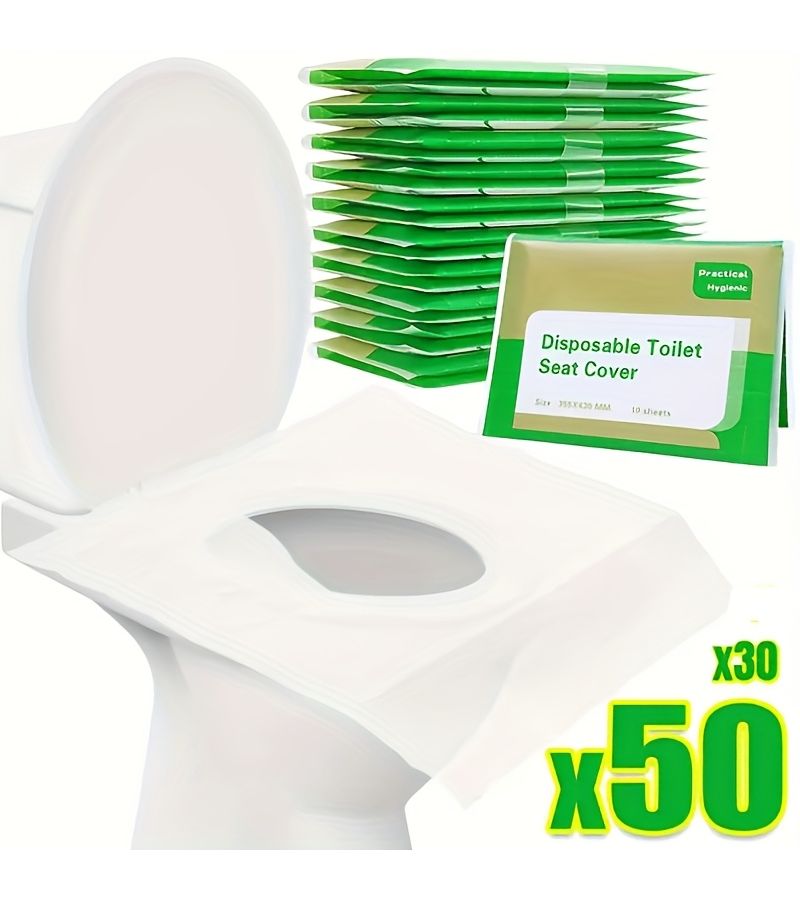 Disposable Toilet Covers 50pcs Large Portable Potty for Airplane Camping - Image 1