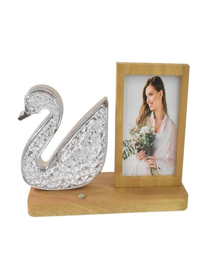 PremiumAV Swan Shape Crystal LED Night Lamp with Wooden Photo Frame | Romantic Table Lamp Gift for Couples | Wedding Anniversary Home Decor - Image 1