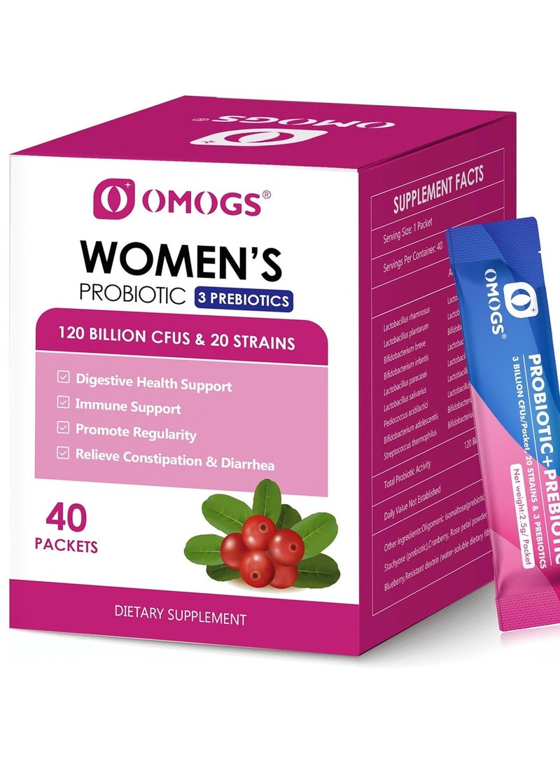 OMOGS Women's Probiotic, 120-Billion-CFUs, 20 Strains, 40 Packets Packaging may vary - Image 2