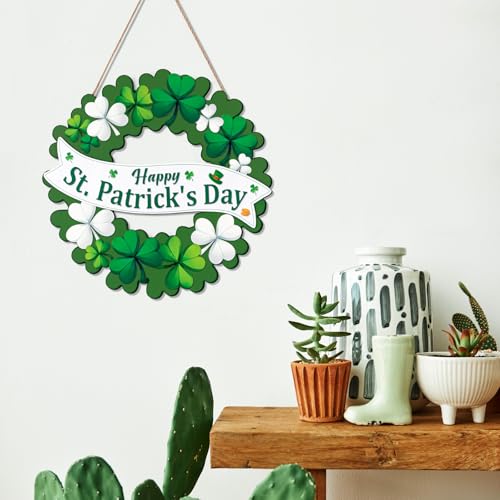 luck sea St Patrick’s Day Decorations Shamrock Wreaths for Front Door Decor - Welcome Foldable Sign with Magnetic for Irish March Home Wall Porch - Image 5