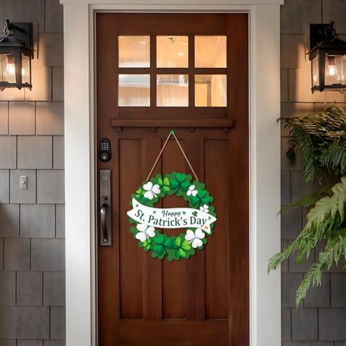 luck sea St Patrick’s Day Decorations Shamrock Wreaths for Front Door Decor - Welcome Foldable Sign with Magnetic for Irish March Home Wall Porch - Image 4
