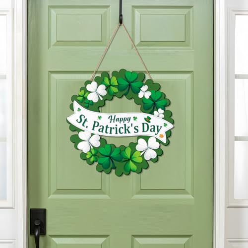 luck sea St Patrick’s Day Decorations Shamrock Wreaths for Front Door Decor - Welcome Foldable Sign with Magnetic for Irish March Home Wall Porch - Image 2
