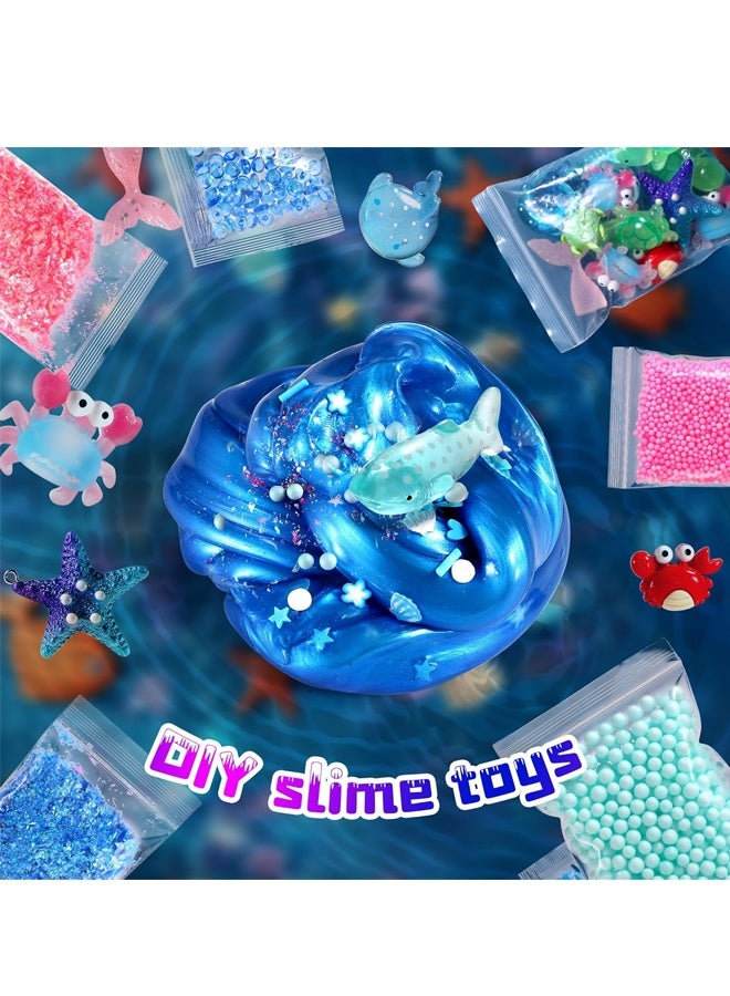 بيوينتي Ocean Slime Kit للأطفال 6+ غير اللاصقة Ultra-Soft Slime Making Kit ، الطين المعدني اللامع ولعبة Slime متعددة المواضيع ، هدية عيد ميلاد رمضان مثالية للأولاد والبنات - Image 3