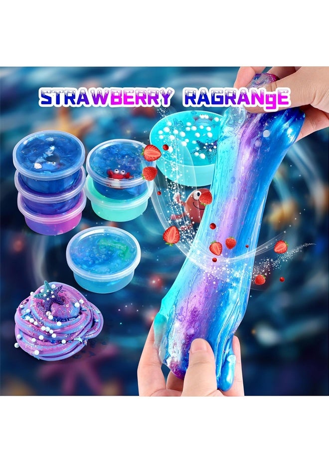 بيوينتي Ocean Slime Kit للأطفال 6+ غير اللاصقة Ultra-Soft Slime Making Kit ، الطين المعدني اللامع ولعبة Slime متعددة المواضيع ، هدية عيد ميلاد رمضان مثالية للأولاد والبنات - Image 5