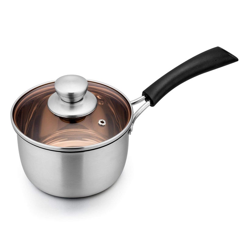 TeamFar TeamFar 1 Quart Saucepan Stainless Steel Saucepan with Lid Small Sauce Pot Milk Pan Cookware for Home Cooking Non Toxic  Healthy Easy Clean  Dishwasher Safe