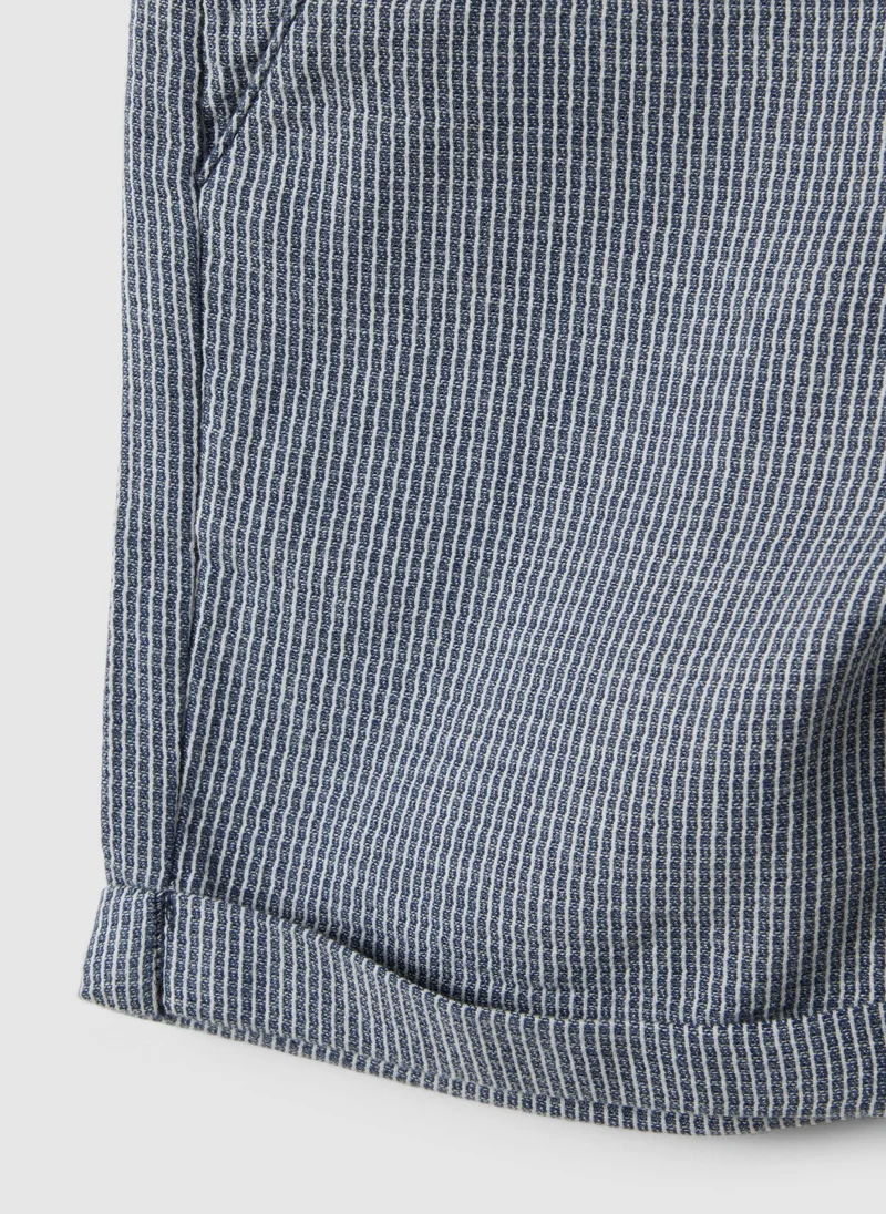 Ovs  OVS Blue And White Checked Cotton Shorts For Toddlers, Regular Fit for Men | Best Price UAE