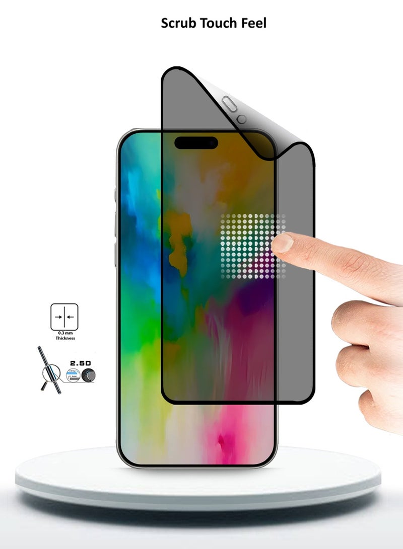 Wtech Apple iPhone 16 Pro 2024 Nano Ceramic Privacy Full Glue Full Cover Matte Flexible Screen Protector (MSCNMP) - Clear/Black - Image 3