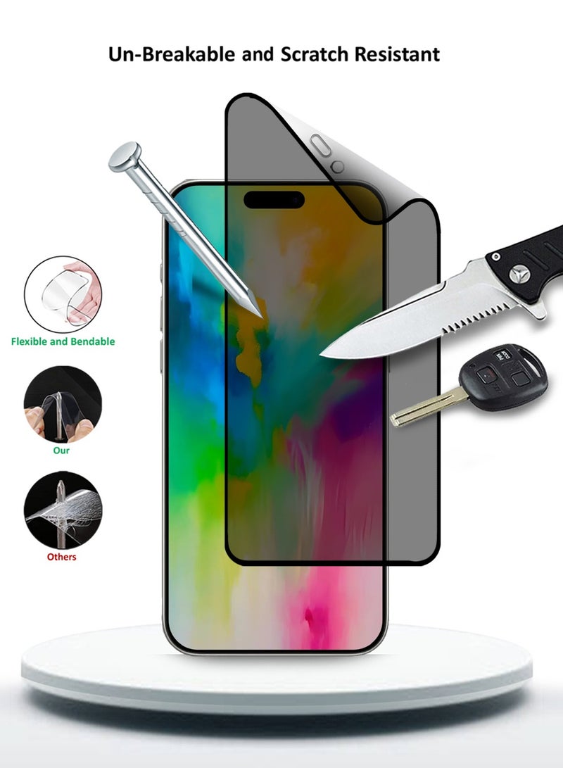 Wtech Apple iPhone 16 Pro 2024 Nano Ceramic Privacy Full Glue Full Cover Matte Flexible Screen Protector (MSCNMP) - Clear/Black - Image 4