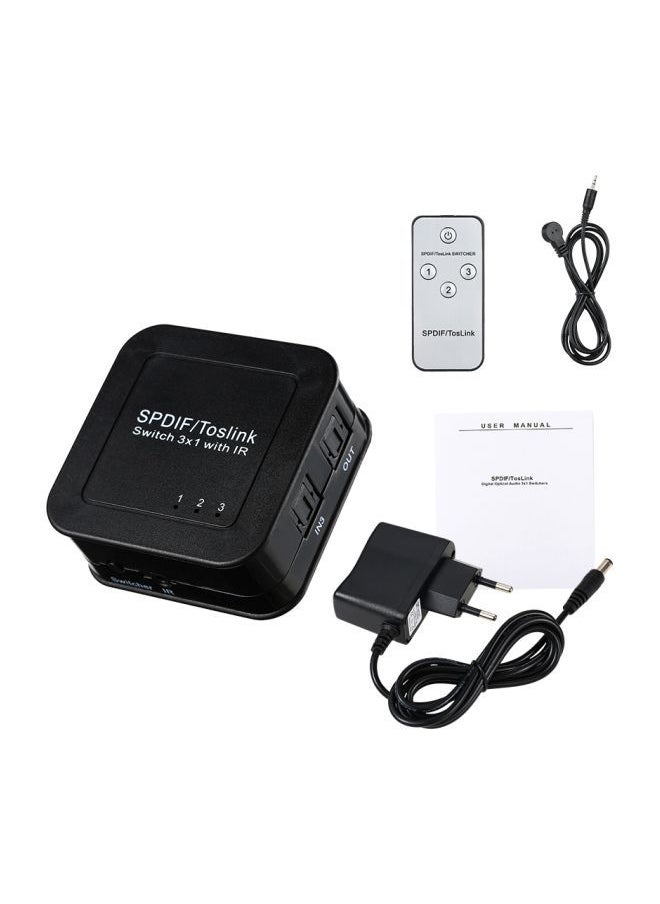 نيبمينينت - محول صوت بصري SPDIF 3 في 1 مع جهاز تحكم عن بعد أسود - Image 1