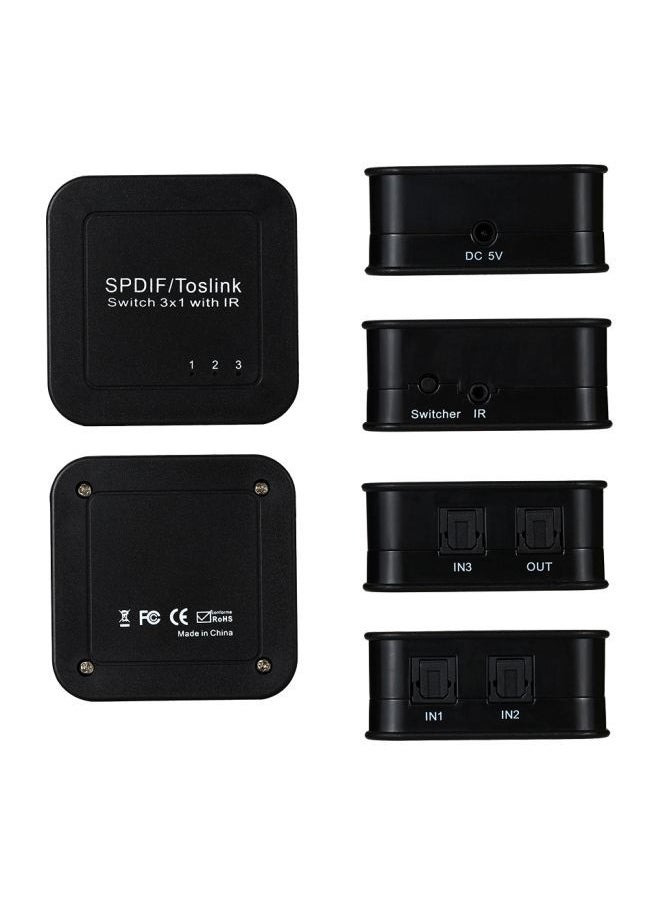 نيبمينينت - محول صوت بصري SPDIF 3 في 1 مع جهاز تحكم عن بعد أسود - Image 1
