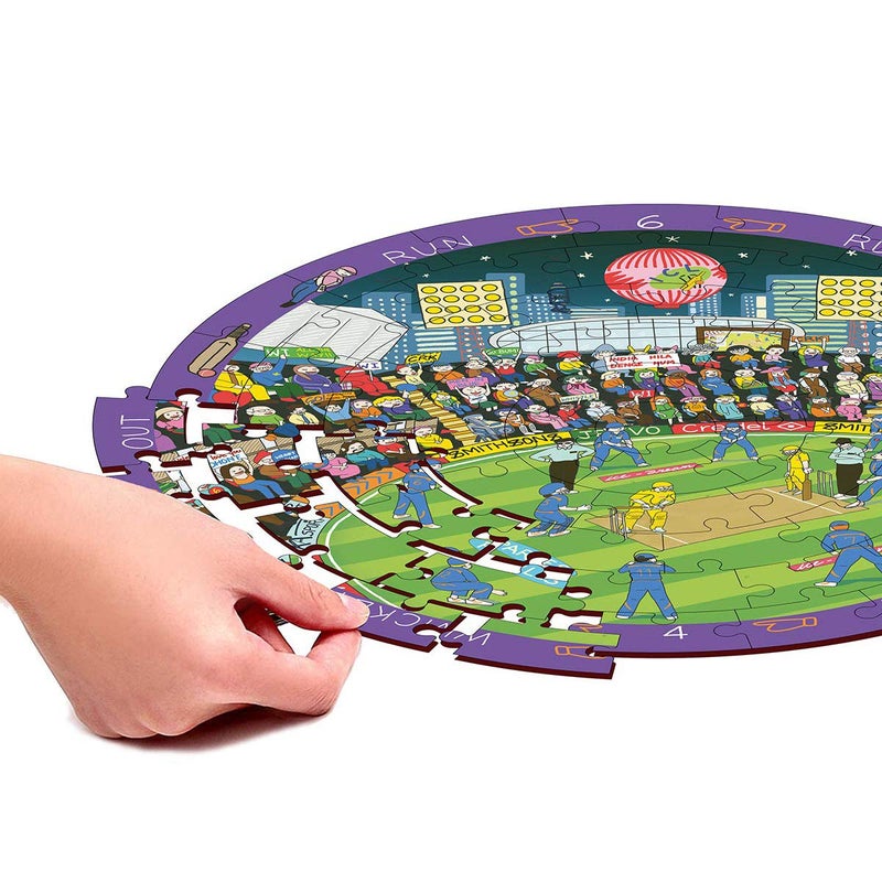 Webby Cricket Premier League Wooden Jigsaw Round Puzzle, 60 Pcs - Image 3