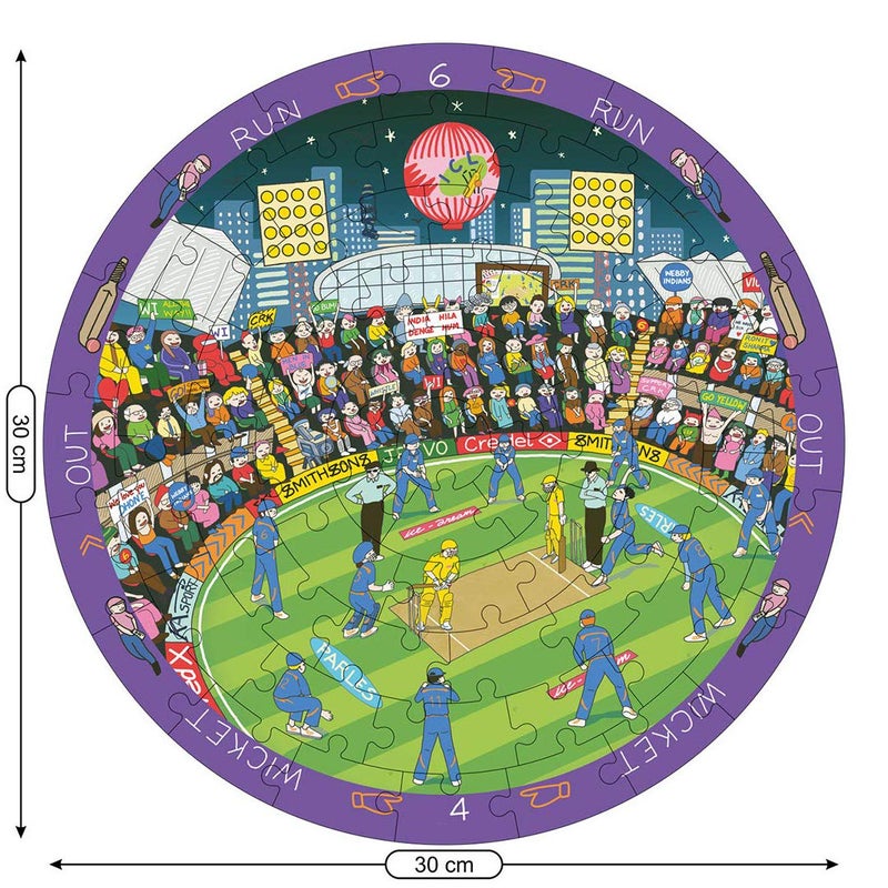 Webby Cricket Premier League Wooden Jigsaw Round Puzzle, 60 Pcs - Image 4