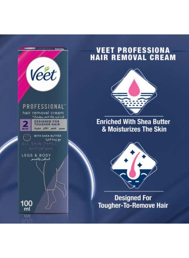 Veet Professional Hair Removal Cream, Legs & Body With Shea Butter, 100ml - Image 3