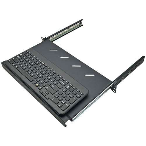 Electriduct 1U Keyboard Tray - Fully Extendable Universal 19" Rack Mount Sliding Shelf for Network Equipment Server Cabinet Enclosure with 3-Rail System and Mounting Hardware - 10.8" Deep - Image 1