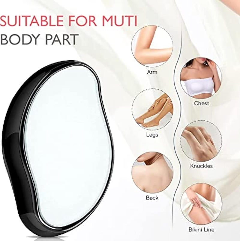 Crystal Hair Eraser Exfoliator Body Softener Dead Cell Remover Painless Exfoliator for Arms Legs Back Hair Removal for Women Men - Quick and Easy Reusable Washable Portable Black - Image 4