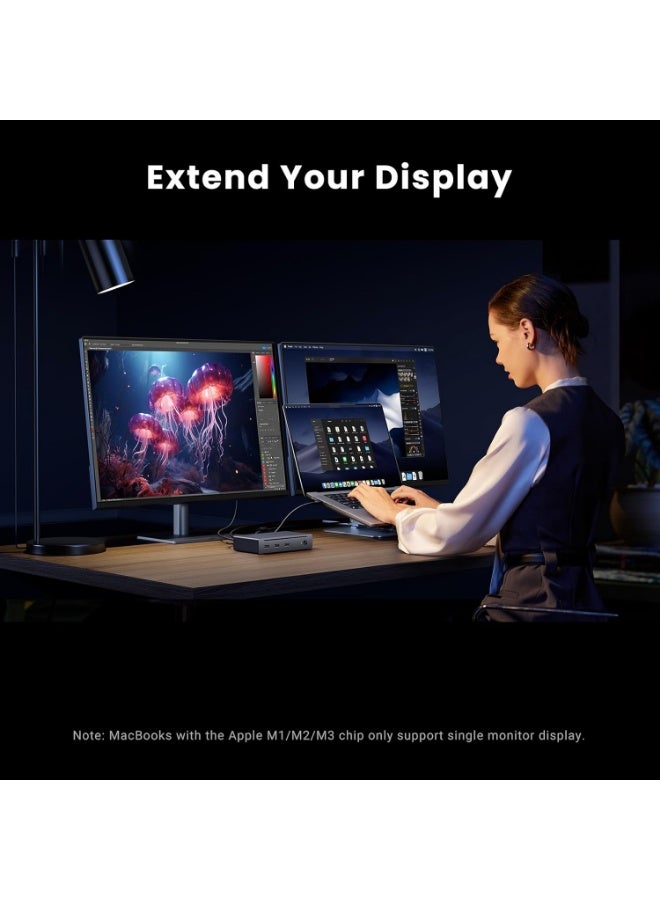 يو جرين UGREEN 25053EU Revodok Max 208 Thunderbolt 4 Dock 8-in-1 Docking Station, 40Gbps, 85W Charging, Dual 4K@60Hz Display, USB-A, Ethernet, for MacBook and Windows - Image 4