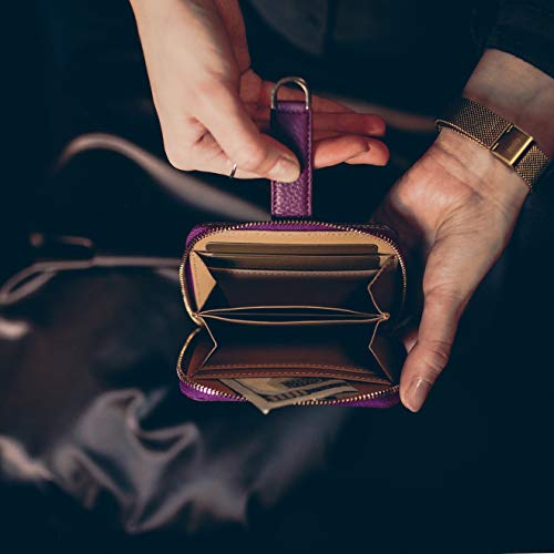 Vaultskin Small Wallet for Women, Leather Card Holder with RFID Blocking with Zipper Coin Pocket, Cash Pocket - Minimalist Wallet Women Slim Design for Everyday Use (Violet, Belgravia) - Image 3