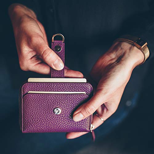 Vaultskin Small Wallet for Women, Leather Card Holder with RFID Blocking with Zipper Coin Pocket, Cash Pocket - Minimalist Wallet Women Slim Design for Everyday Use (Violet, Belgravia) - Image 5