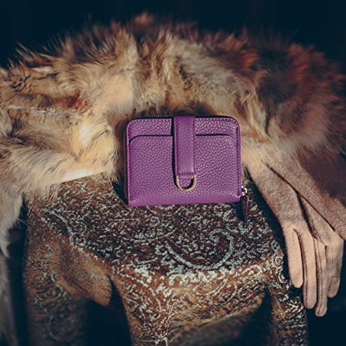Vaultskin Small Wallet for Women, Leather Card Holder with RFID Blocking with Zipper Coin Pocket, Cash Pocket - Minimalist Wallet Women Slim Design for Everyday Use (Violet, Belgravia) - Image 2