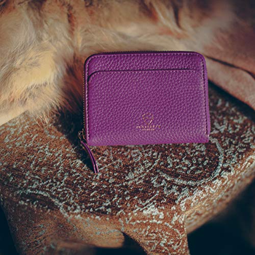 Vaultskin Small Wallet for Women, Leather Card Holder with RFID Blocking with Zipper Coin Pocket, Cash Pocket - Minimalist Wallet Women Slim Design for Everyday Use (Violet, Belgravia) - Image 4