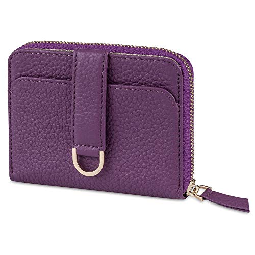 Vaultskin Small Wallet for Women, Leather Card Holder with RFID Blocking with Zipper Coin Pocket, Cash Pocket - Minimalist Wallet Women Slim Design for Everyday Use (Violet, Belgravia) - Image 1