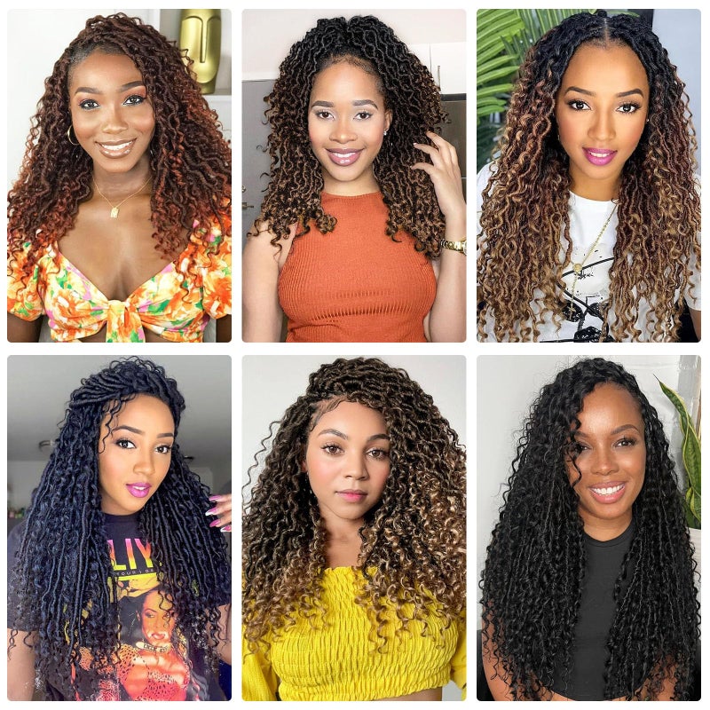 Alicoco Goddess Locs Crochet Hair 14 Inch 8 Packs Faux Locs Crochet Hair For Women Boho Soft Locs Pre-looped River Crochet Locs With Curly Ends (14 Inch (Pack of 8), 1B/30) - Image 4