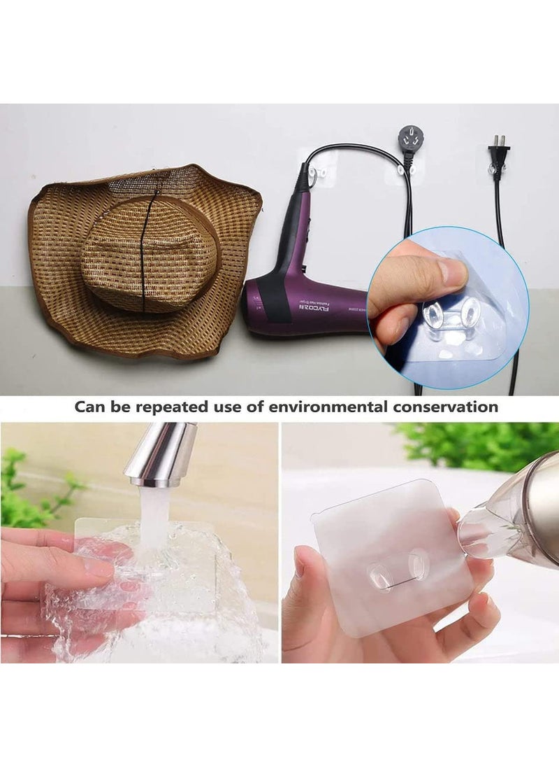 DeoDap DeoDap MultiFunction Wall Storage Hook Transparent Power Plug Self Adhesive Stickers Hook Wire Plug Bracket Hook Pack of 2 Transparent Color  - Image 5