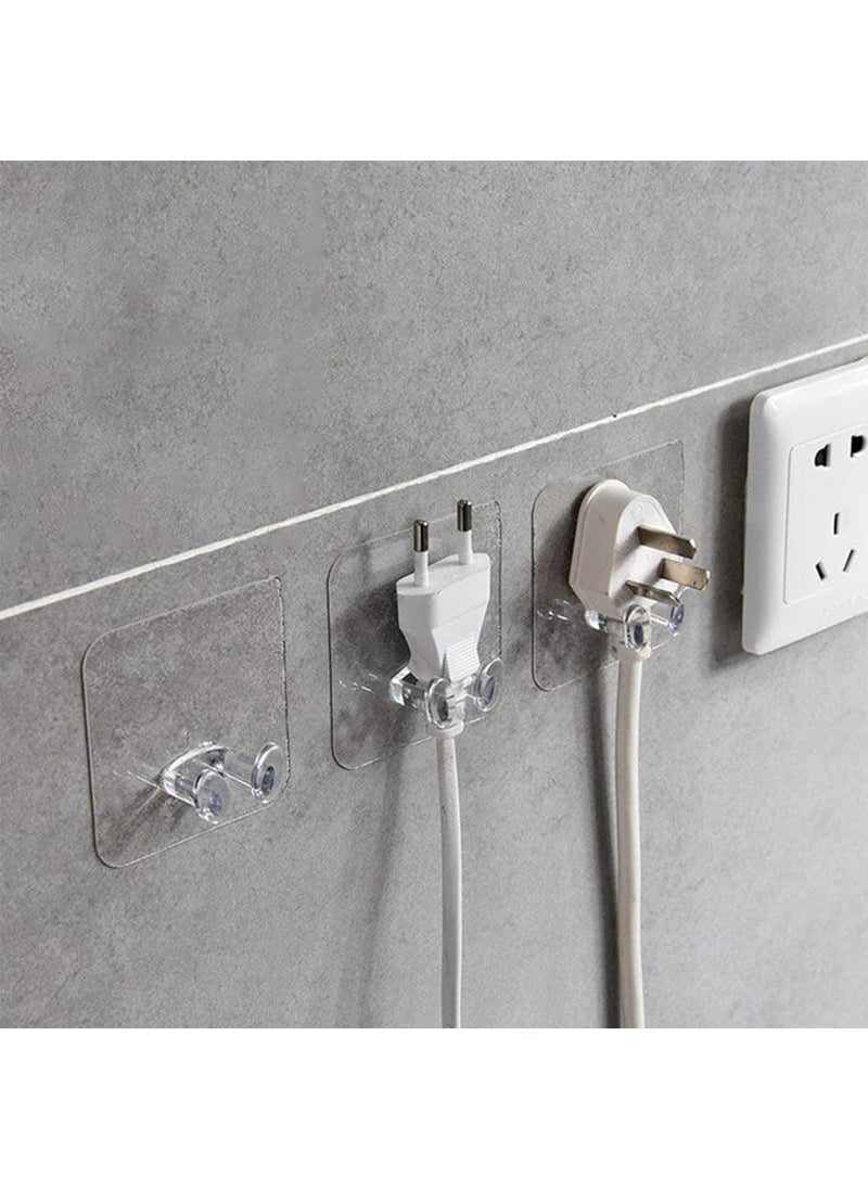 DeoDap DeoDap MultiFunction Wall Storage Hook Transparent Power Plug Self Adhesive Stickers Hook Wire Plug Bracket Hook Pack of 2 Transparent Color  - Image 2