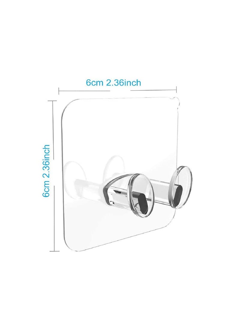 DeoDap DeoDap MultiFunction Wall Storage Hook Transparent Power Plug Self Adhesive Stickers Hook Wire Plug Bracket Hook Pack of 2 Transparent Color  - Image 4