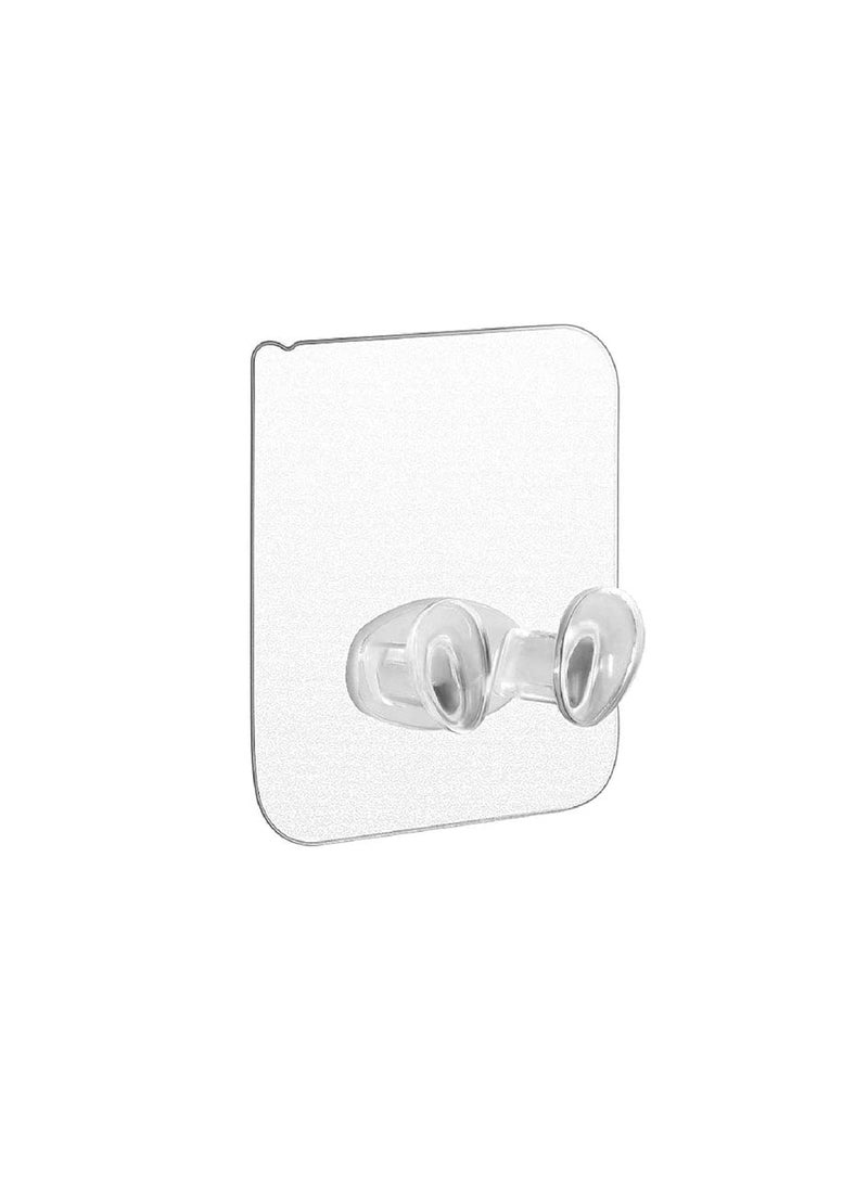 DeoDap DeoDap MultiFunction Wall Storage Hook Transparent Power Plug Self Adhesive Stickers Hook Wire Plug Bracket Hook Pack of 2 Transparent Color  - Image 1