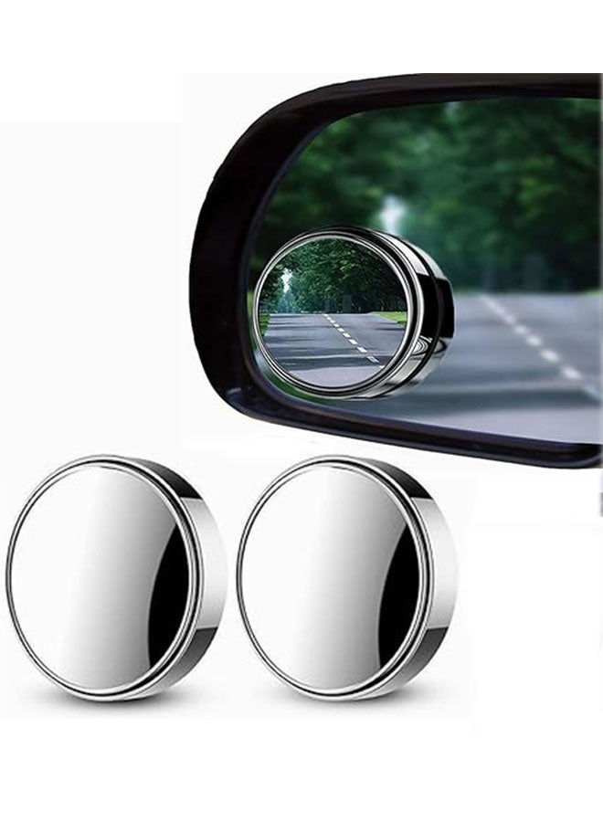 Generic 2 Pieces Blind Spot Mirror, 360° Wide Angle Side Rear View Mirror, Waterproof and Non Fogging， Round HD Glass Convex for Any Car, Van, Suv and Truck, Silver  - Image 1