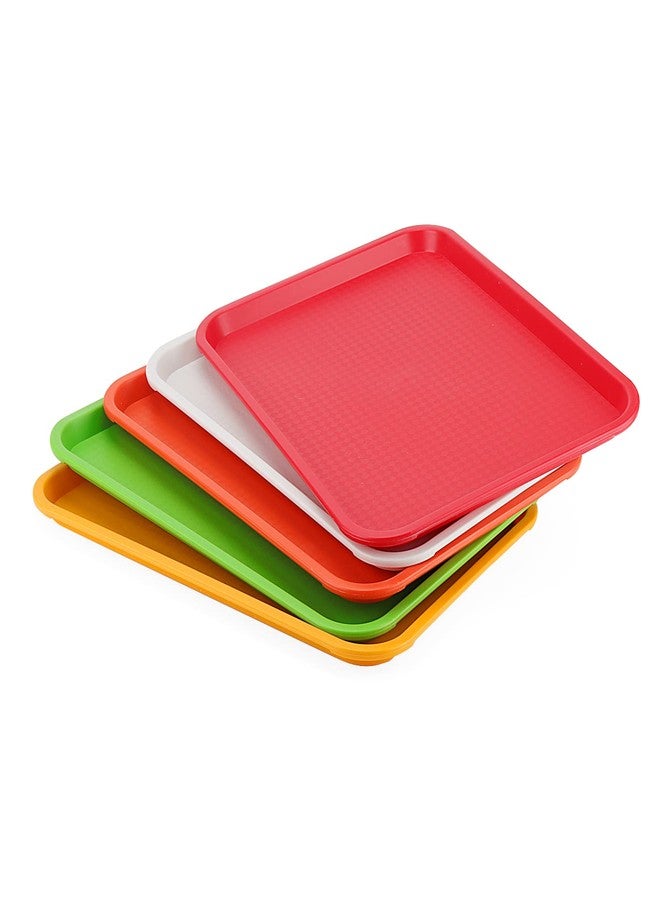 LEXININ 9 PCS 16 x 12 inch Plastic Fast Food Serving Trays, Restaurant Serving Tray Set, Colorful Food Serving Tray for Hotel, 9 Colors - Image 5