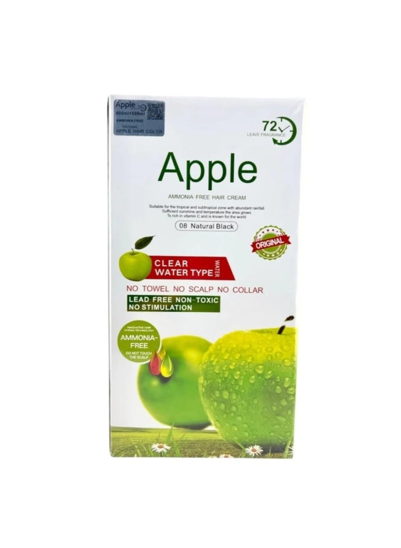 Apple Ammonia-Free Black Hair Cream – Natural Black Color, Clear Water Type, Non-Toxic, Long-Lasting (500ml + 500ml) - Image 1