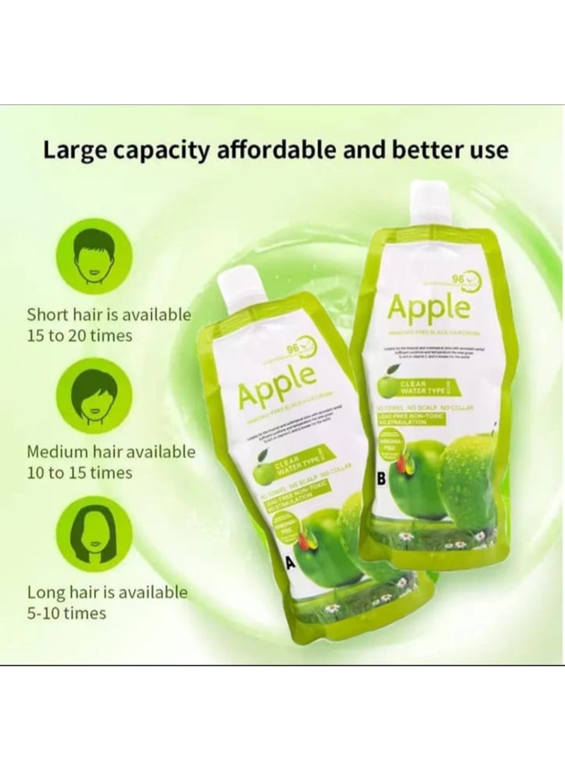 Apple Ammonia-Free Black Hair Cream – Natural Black Color, Clear Water Type, Non-Toxic, Long-Lasting (500ml + 500ml) - Image 3