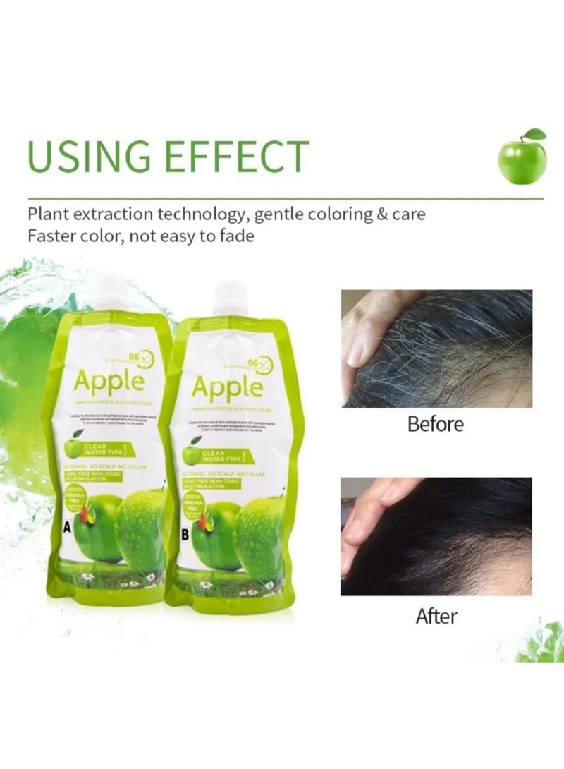 Apple Ammonia-Free Black Hair Cream – Natural Black Color, Clear Water Type, Non-Toxic, Long-Lasting (500ml + 500ml) - Image 4