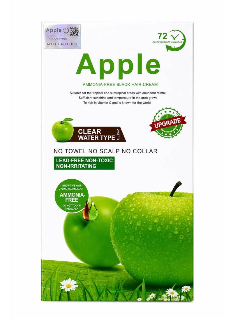 Apple Ammonia-Free Black Hair Cream – Natural Black Color, Clear Water Type, Non-Toxic, Long-Lasting (500ml + 500ml) - Image 1