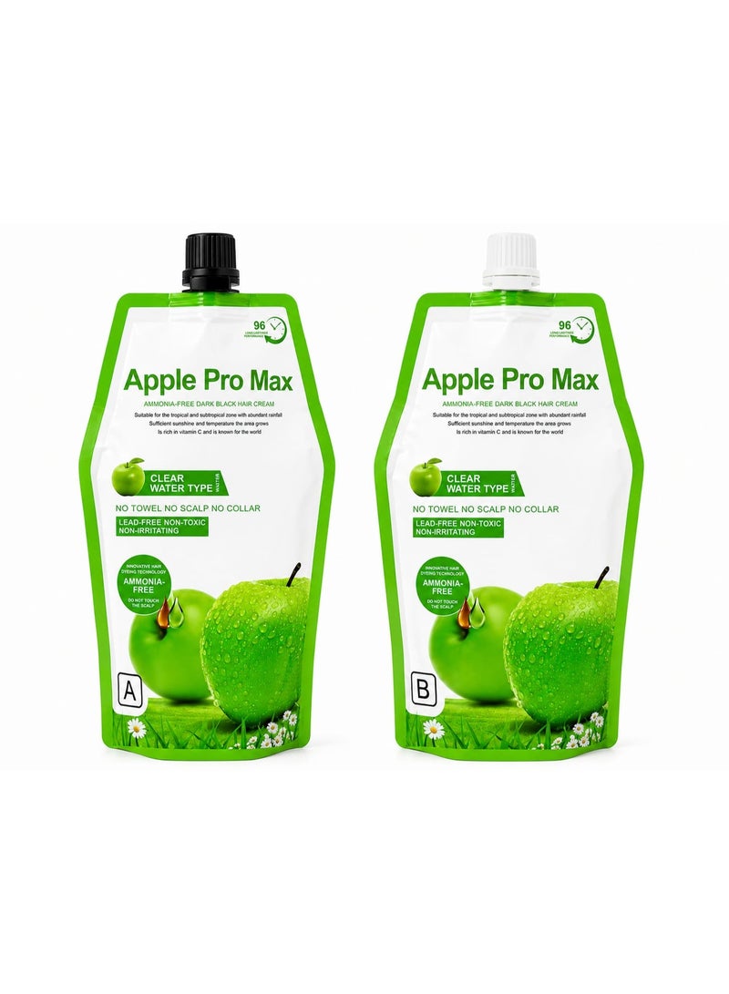ابل  كريم صبغة الشعر Apple Pro Max | يدوم 96 ساعة | أسود داكن | 500 مل + 500 مل - Image 2