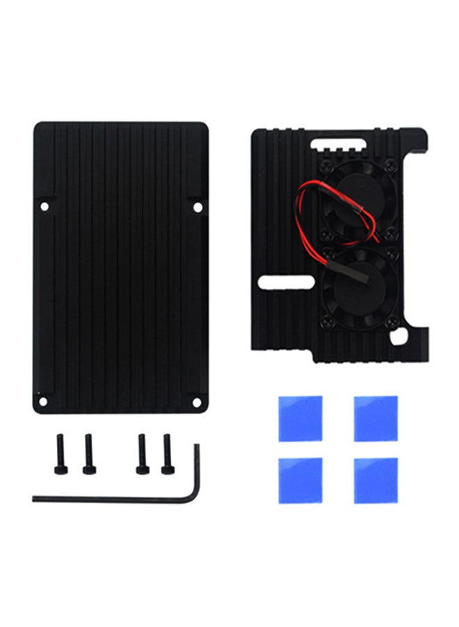 Loquat Universal Metal Out Incrustation Radiator Protection Case For Raspberry Pi With Fan Black - Image 2