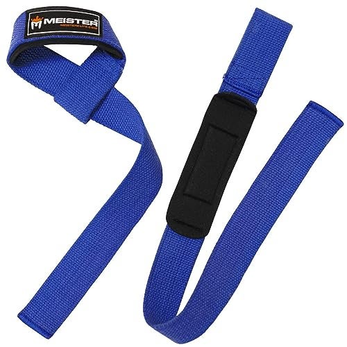 Meister NeoprenePadded NoSlip Weight Lifting Straps for Grip Pair Blue - Image 1