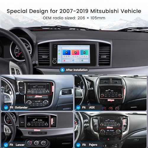 Dasaita 7 Car Stereo for Mitsubishi Outlander Lancer ASX Pajero 20072019 with Wireless CarPlay Android Auto 6GB64GB Double Din Head Unit GPS Navigation Plug and Play Radio 5G WiFi4G LTE - Image 3