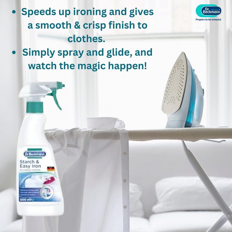 Dr. Beckmann Starch & Easy Iron 500ml | Iron Spray for a Smooth, Crisp Finish | Removes Creases Easily & Speeds Up Ironing | Starch Spray for Cloths | Wrinkle Free Clothes Instantly - Image 3